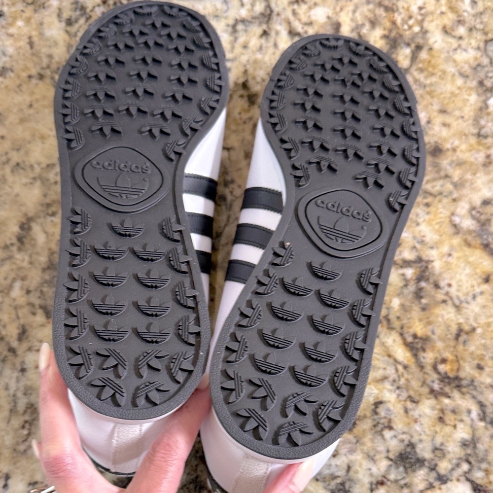 Adidas Men's Samoa White and Black Sneakers with Blue Accents - Picture 8 of 9